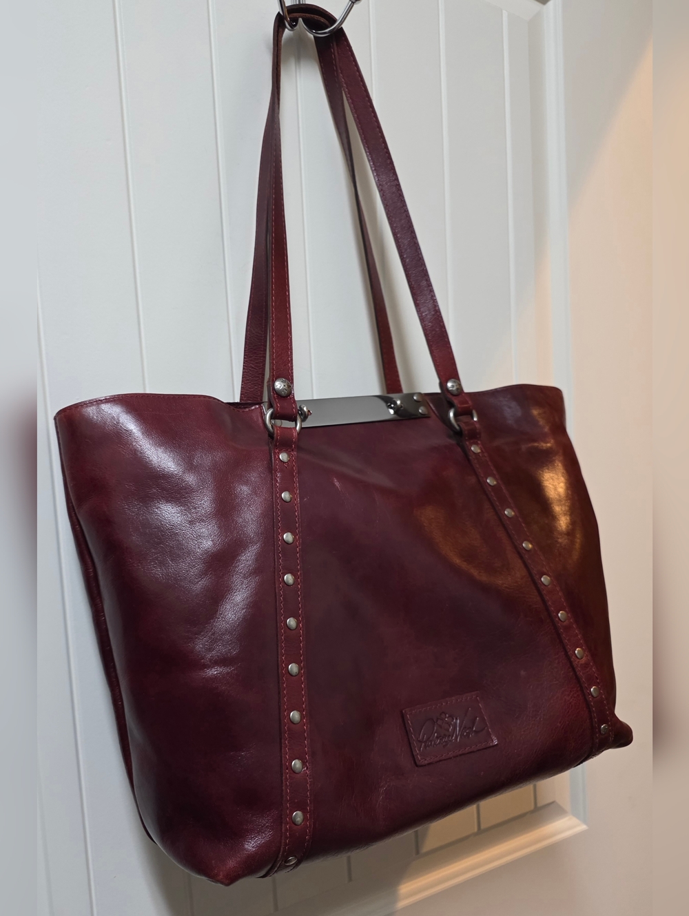 PATRICIA NASH Benvenuto Smooth Oxblood Leather Large Tote With COA & DUST BAG